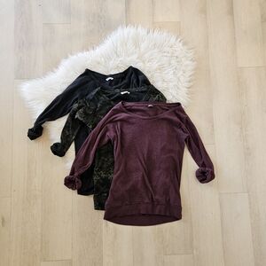 TNA Pullover Bundle - Charcoal, Dark Camo, and Burgundy. XXS XS TNA